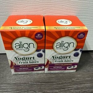 Set Of 2  Align Yogurt Coated Probiotic Fruit Bites Apple Blueberry New In Box